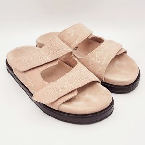 Free People Rooney Footbed Sandals Mules Pink Suede Adjustable Straps 39 US 8